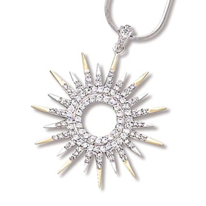 Two-tone Sunburst Pendant with Chain